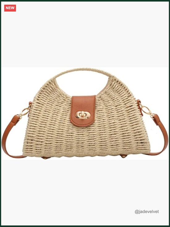 Handbags - Straw Hand-woven Top-handle Crossbody Tote Bag for Summer Travel